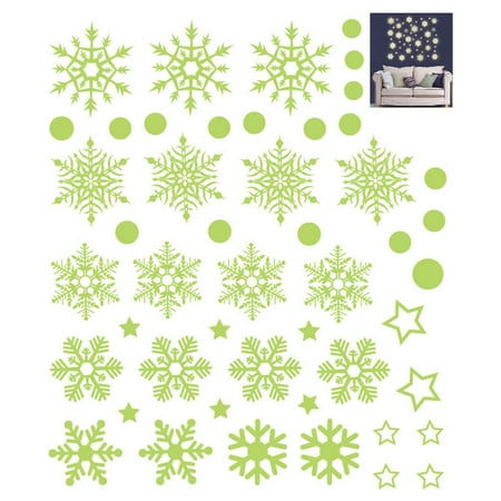 Luminous Snowflake Pattern Wall Sticker Removable Pvc Window Glass Wall NF